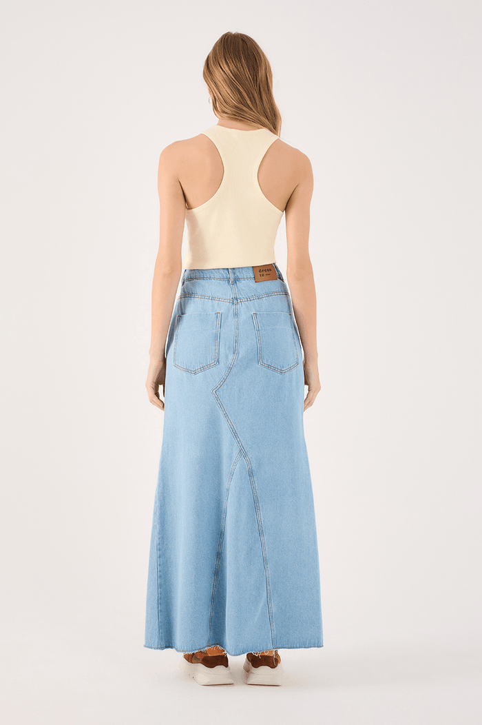 Denim Slit Skirt_5