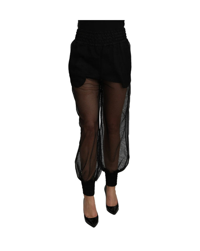 Dolce & Gabbana Black See Through Jogger Polyester Pants