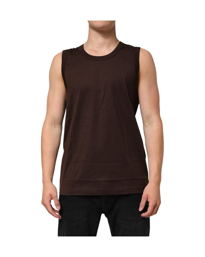 Dolce & Gabbana Brown Cotton Sleeveless Underwear Men Tank Top