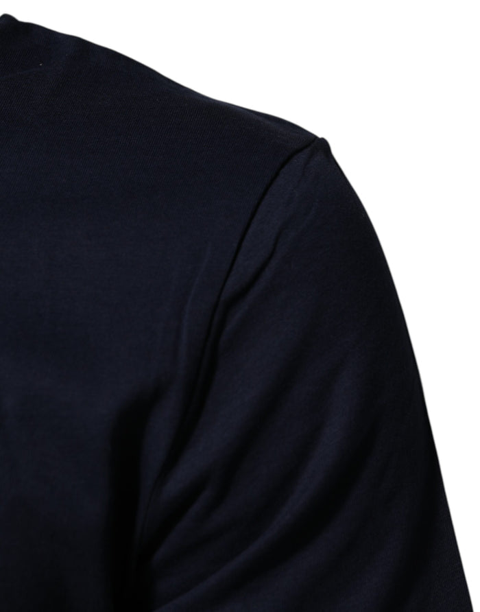 Dolce & Gabbana Dark Blue Cotton DG Logo Print Men’s Top T-shirt