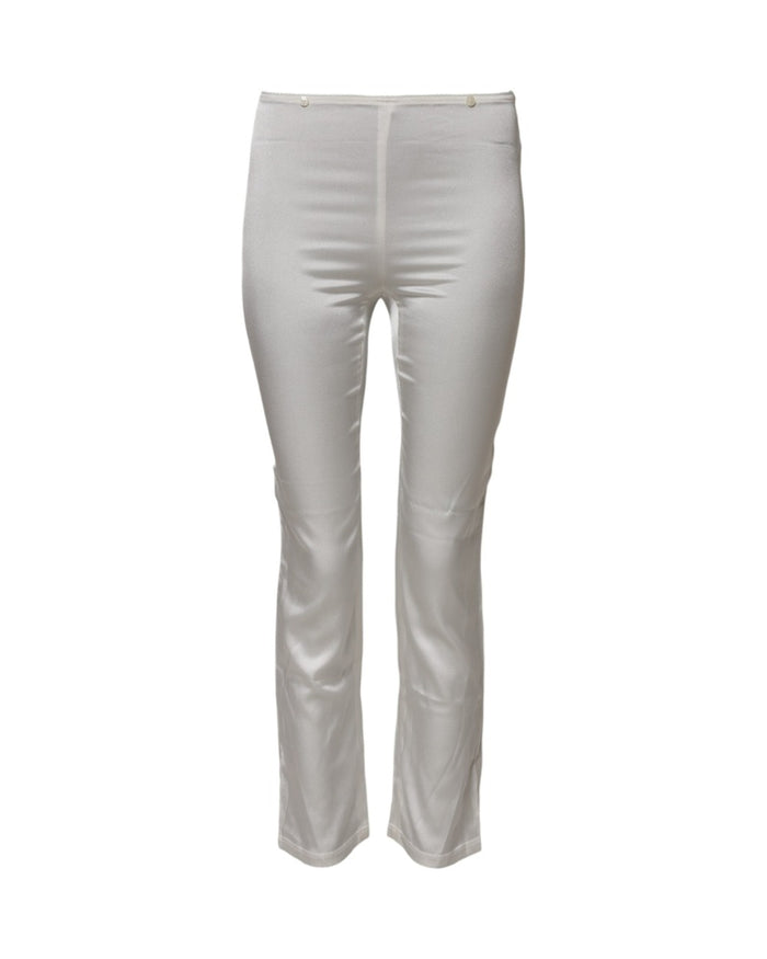 Dolce & Gabbana Ivory Silk Tapered High Waist Pants