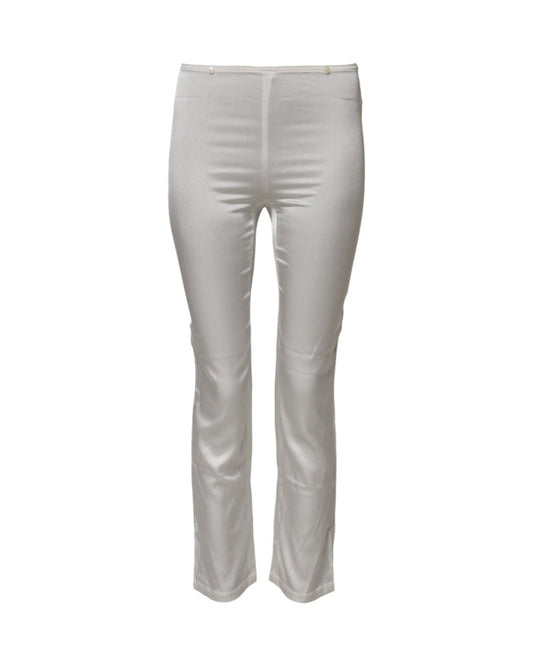 Dolce & Gabbana Ivory Silk Tapered High Waist Pants