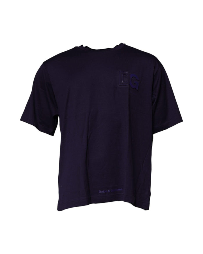 Dolce & Gabbana Navy Blue DG Logo Cotton Crew Neck T-shirt