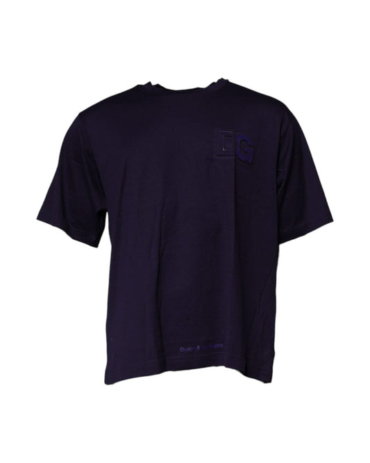 Dolce & Gabbana Navy Blue DG Logo Cotton Crew Neck T-shirt