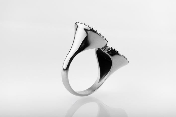 vkngjewelry Ring Dual Vegvísir & Aegishjalmur Silver Viking Ring