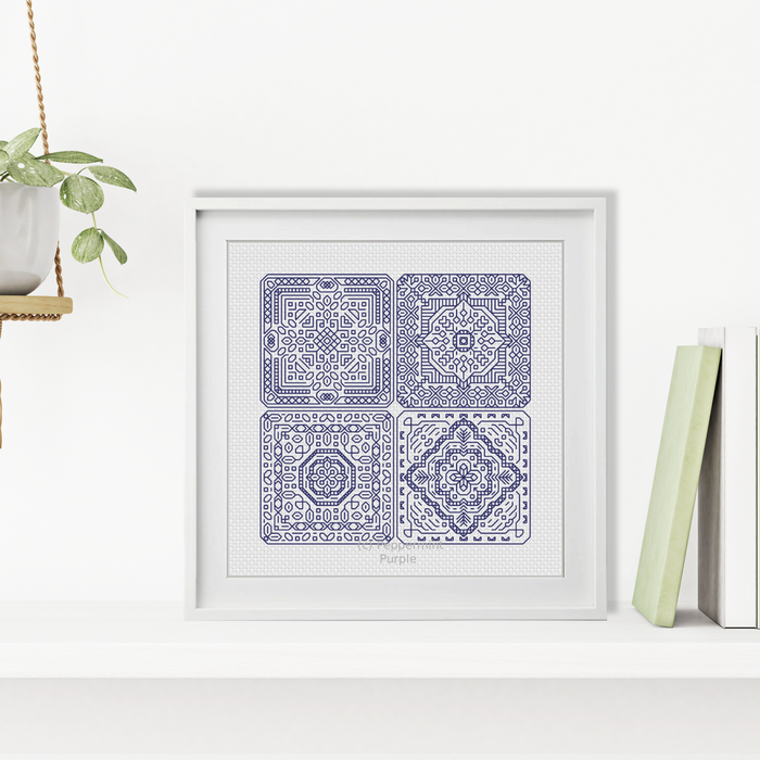 Dutch Tiles Mini Set 19 Blackwork Pattern by Peppermint Purple