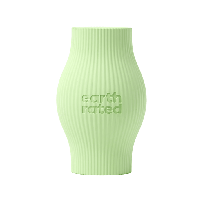 White background with a pale green Earth Rated Treat dog toy pictured.