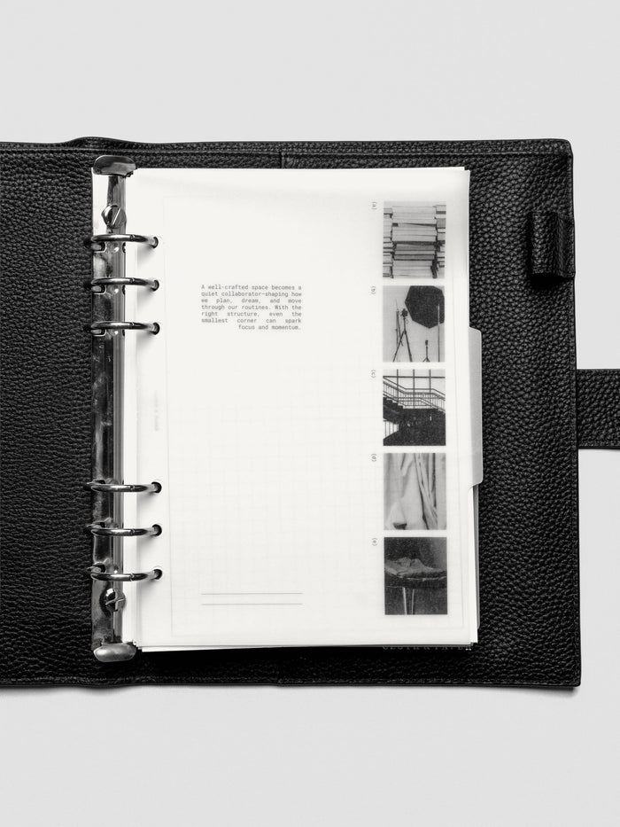 A5 Editorial Vellum Dividers Vol. 2 shown on a desk surface with neutral tones.