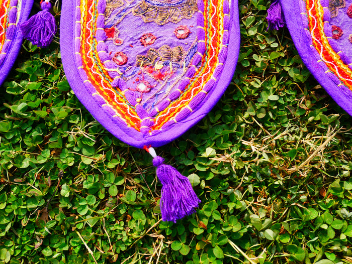 Embroidery Toran - Indian door hanging - Boho window valance Purple