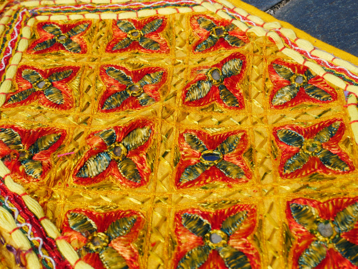 Embroidery Toran - Indian door hanging - Boho window valance yellow red or purple