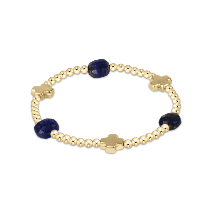 Enewton Signature Cross Admire Gold Pattern 3mm Bead Bracelet - Lapis