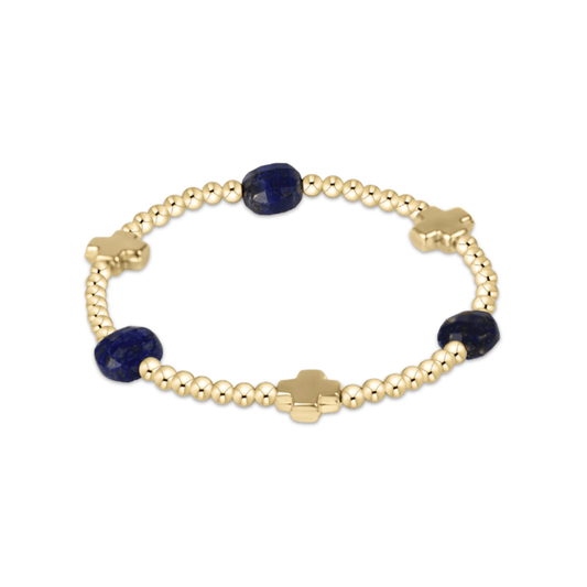 Enewton Signature Cross Admire Gold Pattern 3mm Bead Bracelet - Lapis