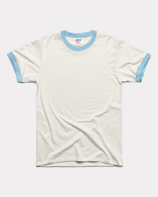 White & Powder Blue Essential Unisex Vintage Ringer T-Shirt