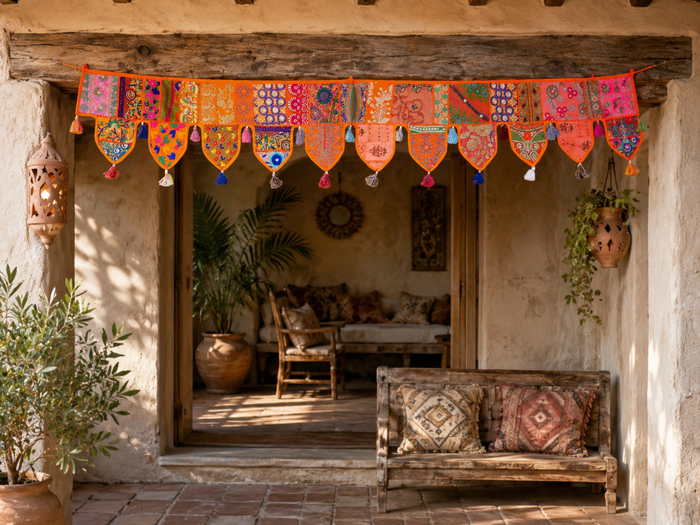 Extra large Toran 6,5ft Indian window valance - door hanging - Hippie wall decor