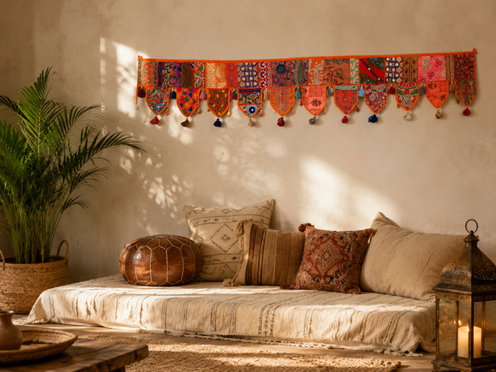Extra large Toran 6,5ft Indian window valance - door hanging - Hippie wall decor