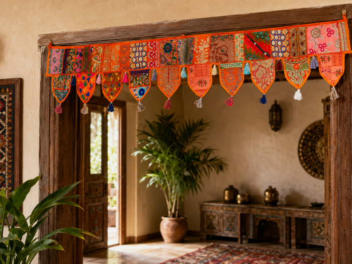 Extra large Toran 6,5ft Indian window valance - door hanging - Hippie wall decor