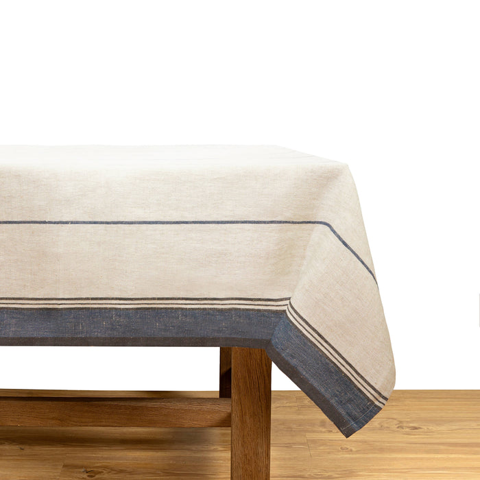 Eze Ivory & Blue Tablecloth: 60x60