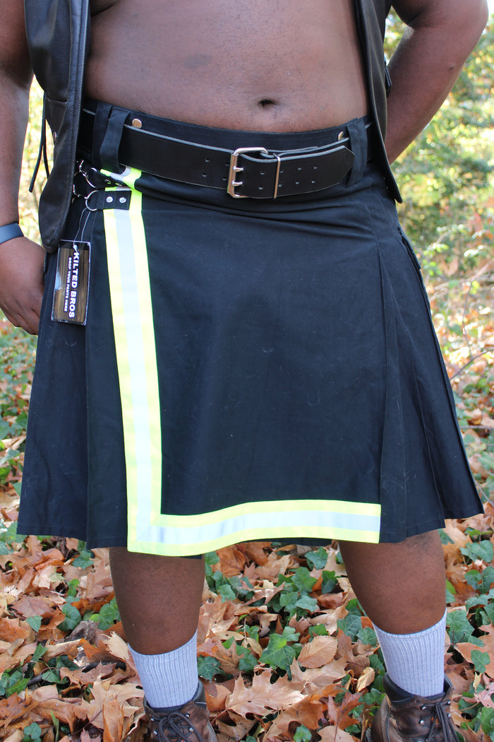 Firefighter Kilt in Black and Florescent Green