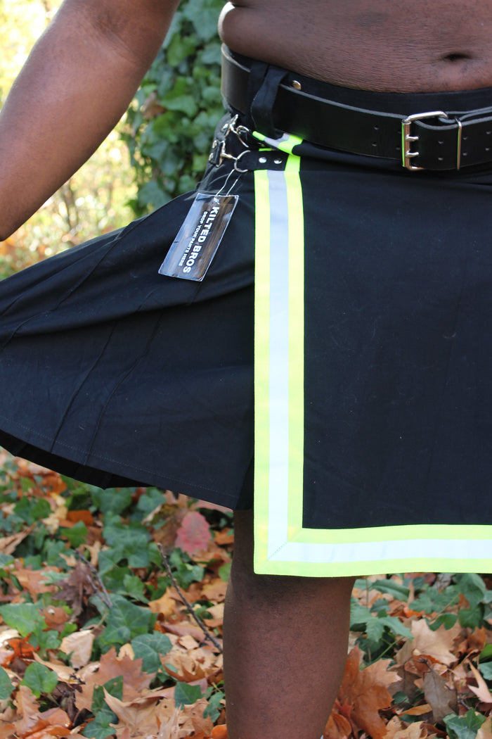 Firefighter Kilt in Black and Florescent Green