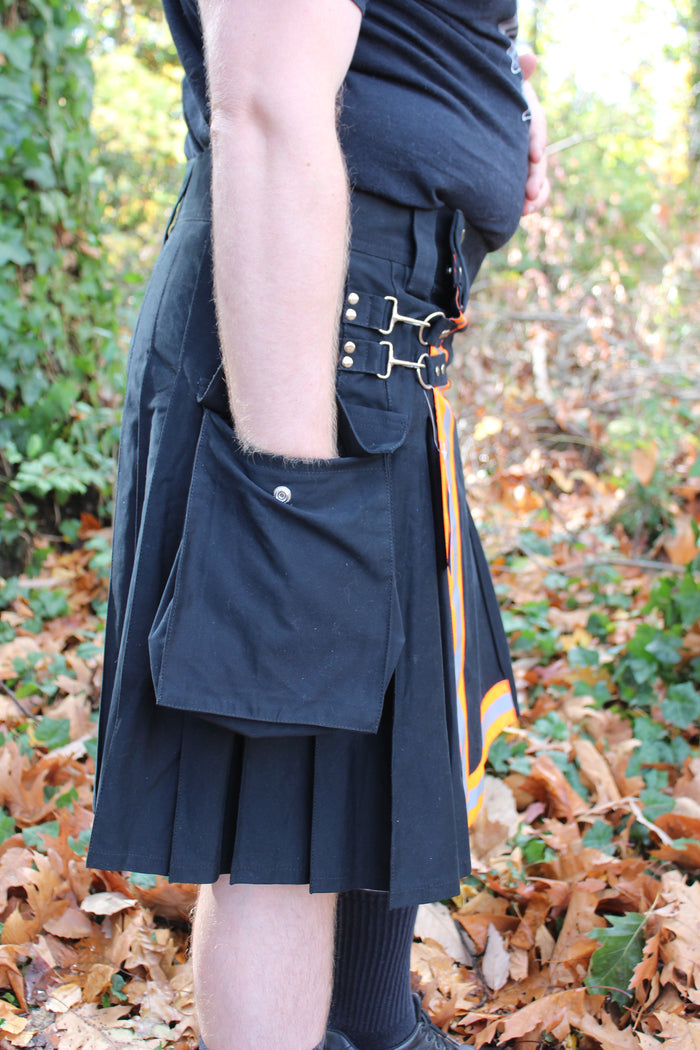 Firefighter Kilt in Black and Florescent Orange