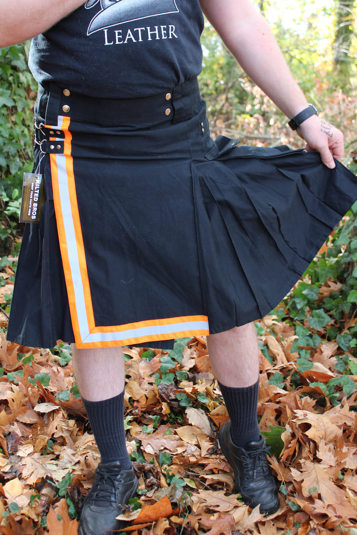 Firefighter Kilt in Black and Florescent Orange