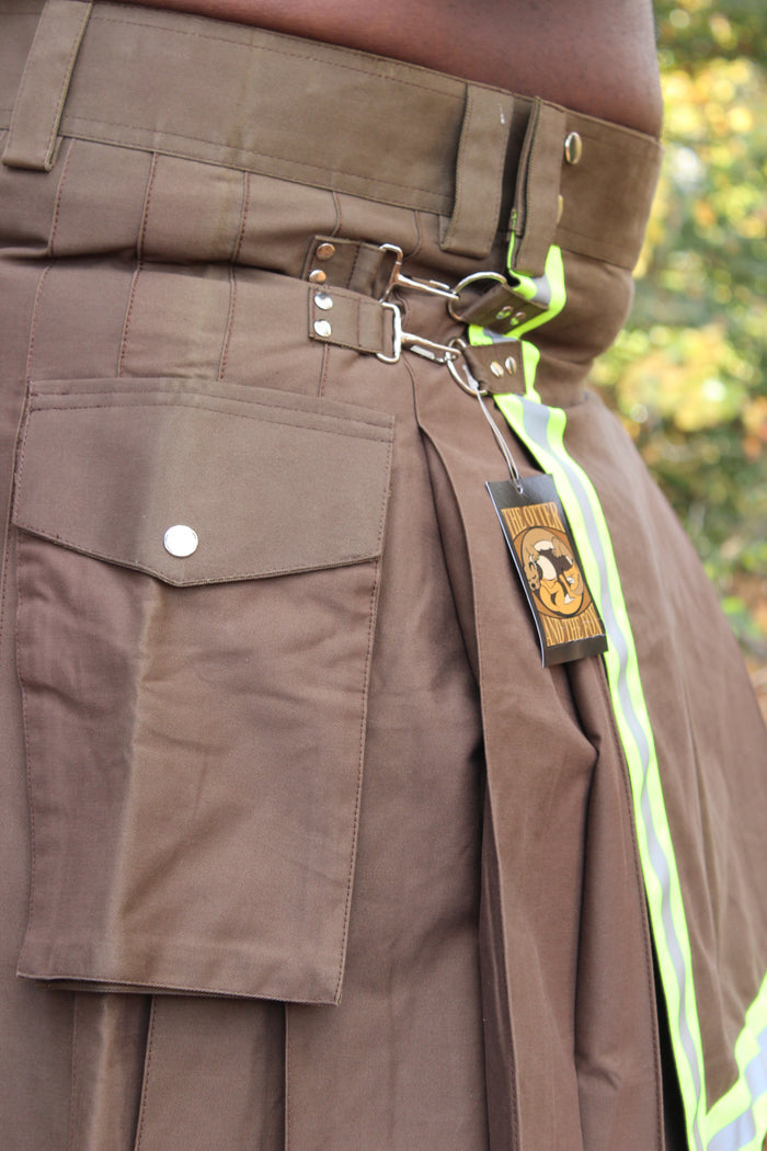 Firefighter Kilt in Brown and Florescent Green