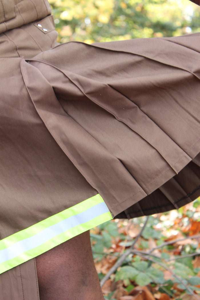 Firefighter Kilt in Brown and Florescent Green