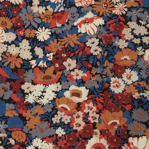 Floral Lined Leather Midi Satchel - Chestnut - Bascora
