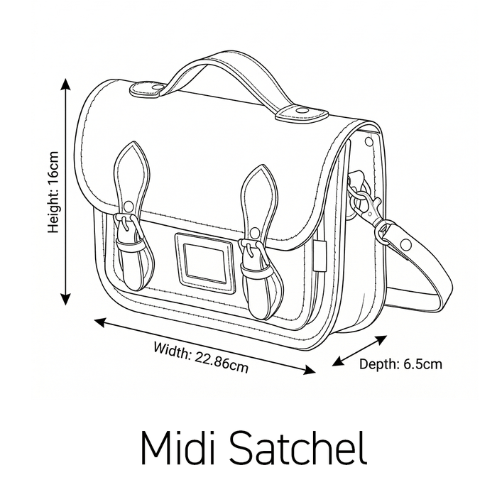 Floral Lined Leather Midi Satchel - Chestnut - Bascora