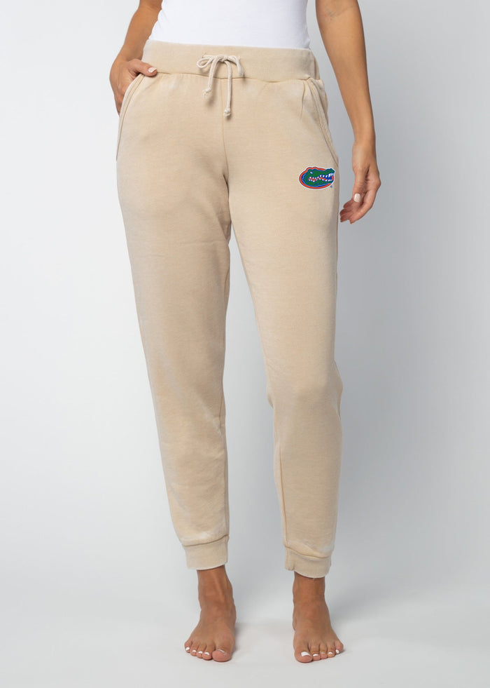 Florida Gators Women's Oatmeal Mid-rise, slim fit, tapered leg Burnout fleece Joggers with Drawstring waistband, side pockets and tapered legs with rub cuffs