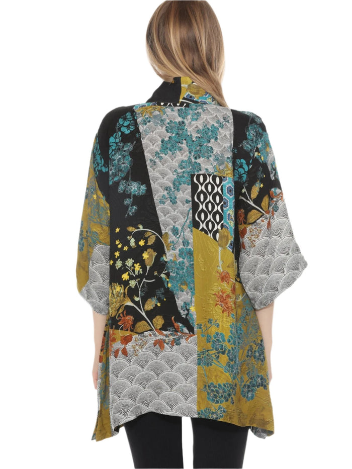 Flowing Floral-Print Open Front Kimono Jacket - 0917BMAB