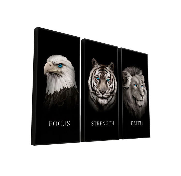 Focus Strength Faith 3 Piece Motivational Home Office Canvas Decor