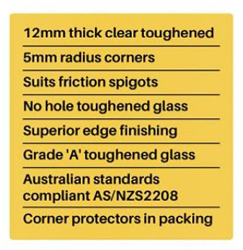 Frameless 12mm Glass Pool Fence Panels, 1200mm high, choose your width- - Image 4