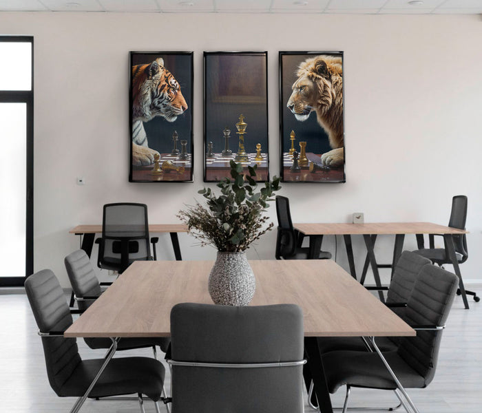 Game of Beast Lion vs Tiger Chess Wall Art