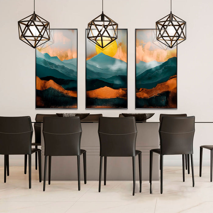 Golden Horizons Abstract Frame - 3 Pieces