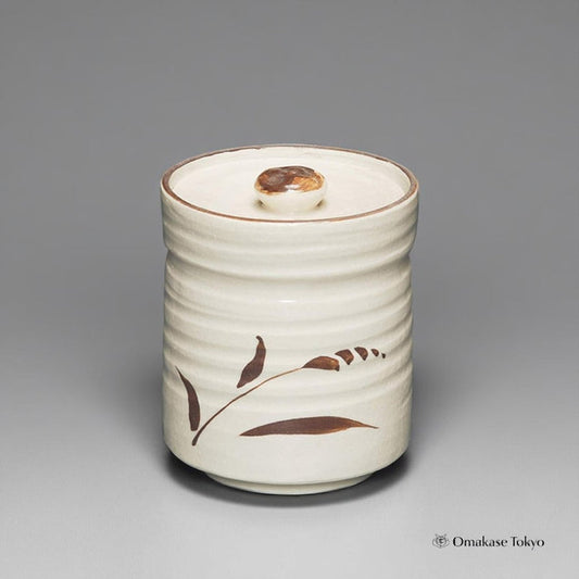 Goto Shino Style White Mizusashi Water Container Tea Ceremony