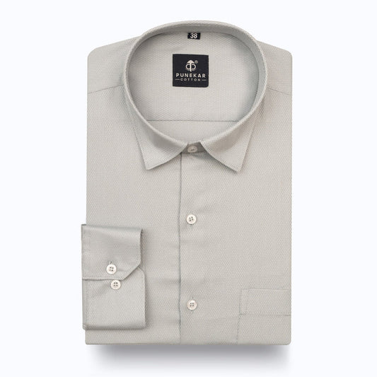 Grey Softweave Cotton Tencel Textured Shirt For Men - Punekar Cotton