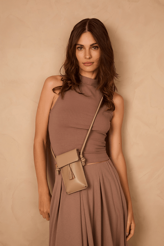 Grey Mirante Cellphone Magnet Closure Crossbody Bag_1