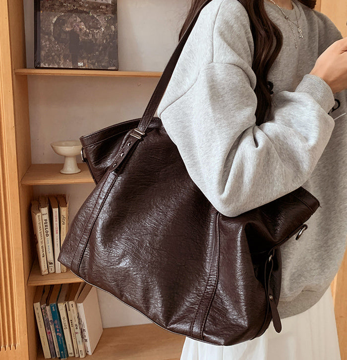 H1963 - Casual Soft Leather Tote Bag