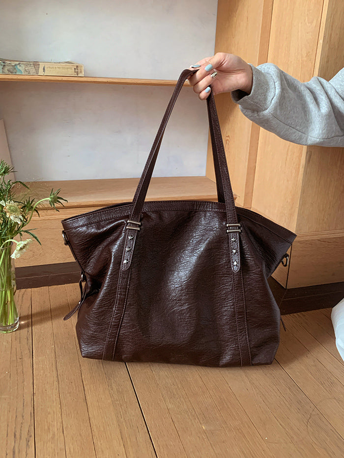 H1963 - Casual Soft Leather Tote Bag