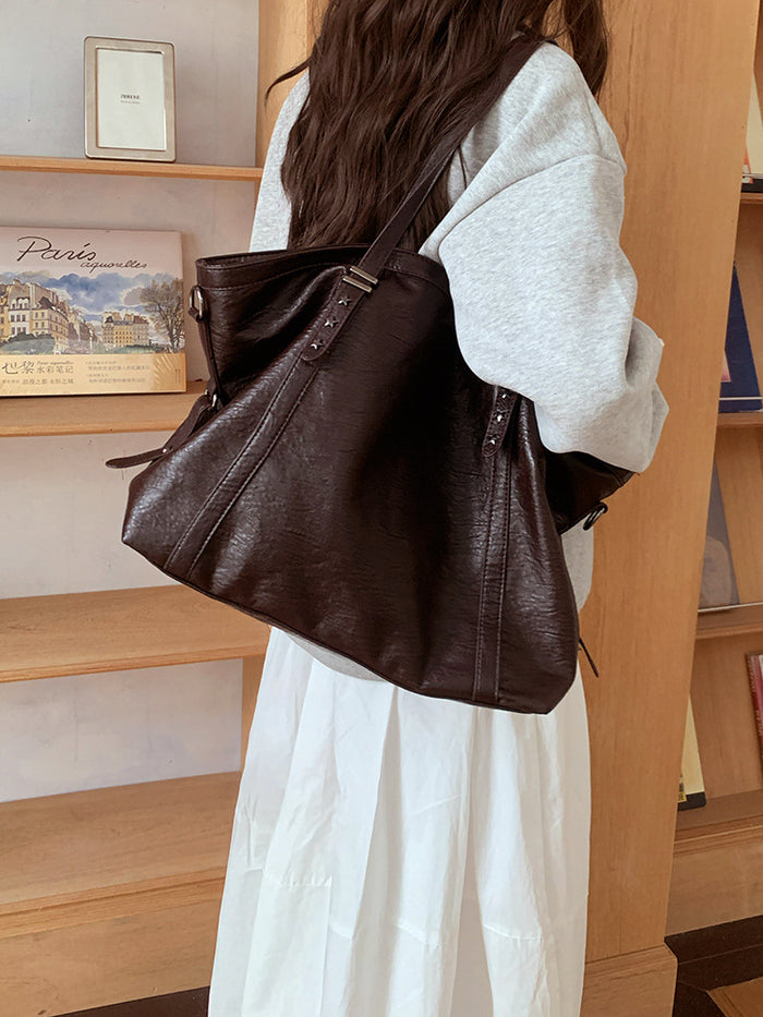 H1963 - Casual Soft Leather Tote Bag