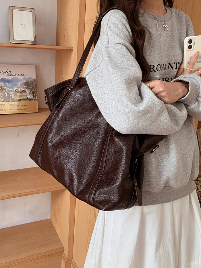 H1963 - Casual Soft Leather Tote Bag