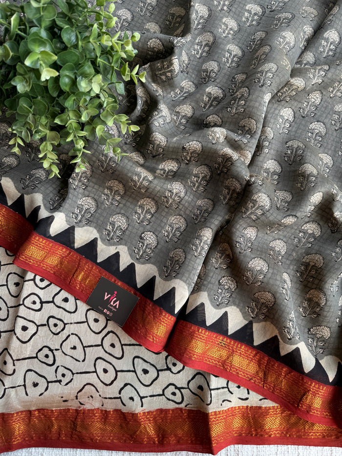 Half and Half Maheswari border chanderi saree