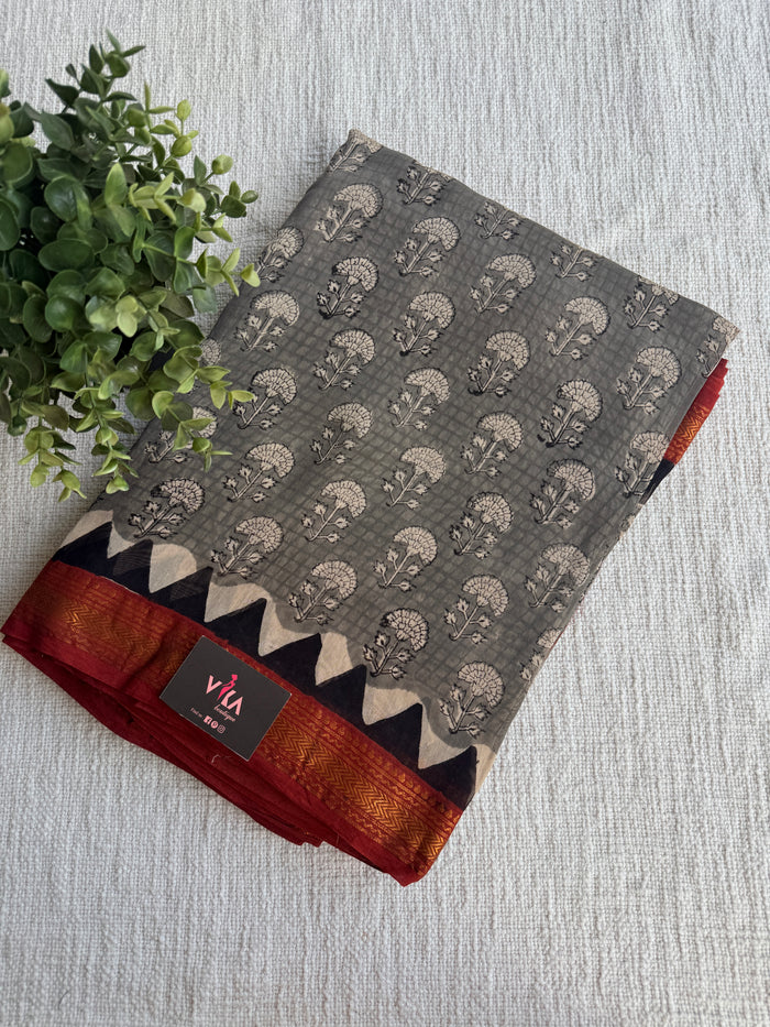Half and Half Maheswari border chanderi saree