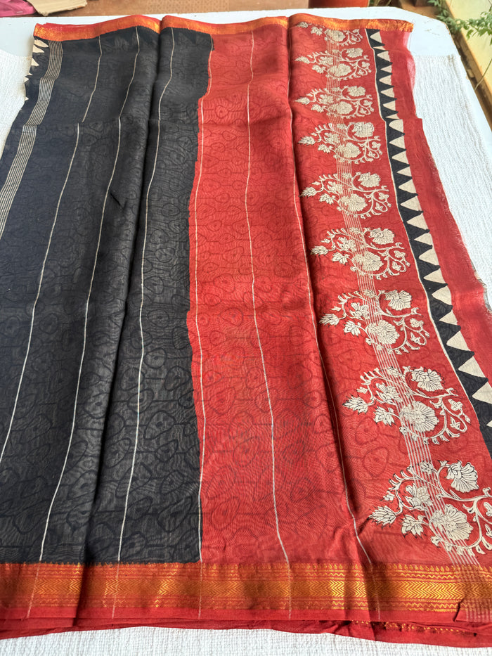 Half and Half Maheswari border chanderi saree