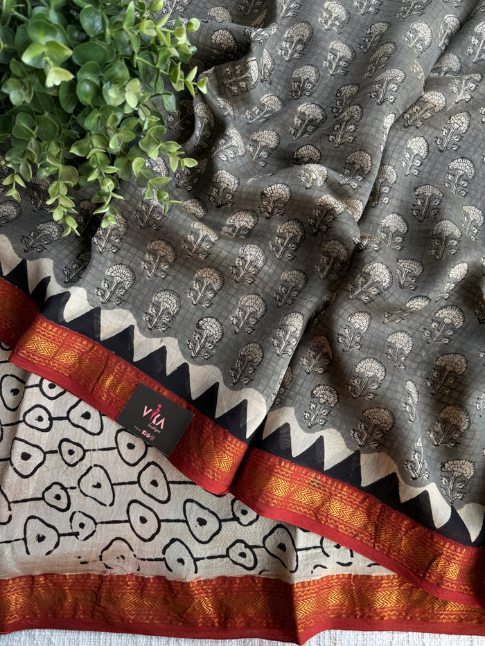 Half and Half Maheswari border chanderi saree