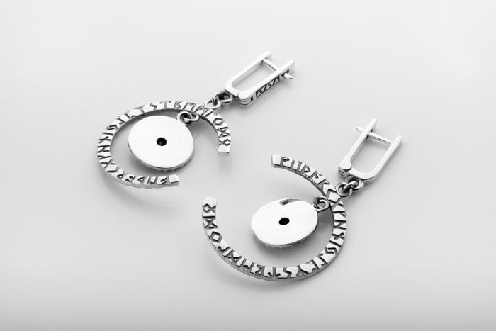 vkngjewelry Earrings Handcrafted Silver Rune Earrings with Helm of Awe Symbol