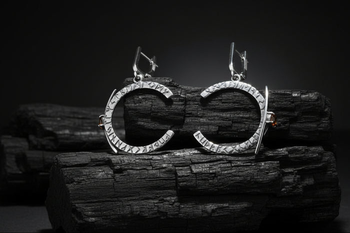 vkngjewelry Earrings Handcrafted Silver Viking Crescent Earrings