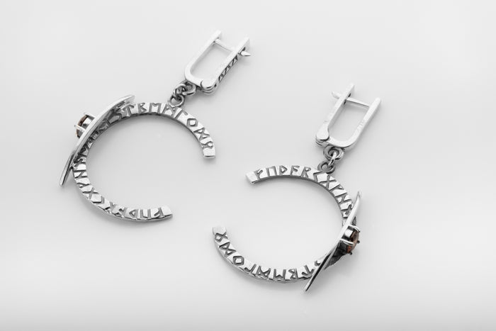 vkngjewelry Earrings Handcrafted Silver Viking Crescent Earrings