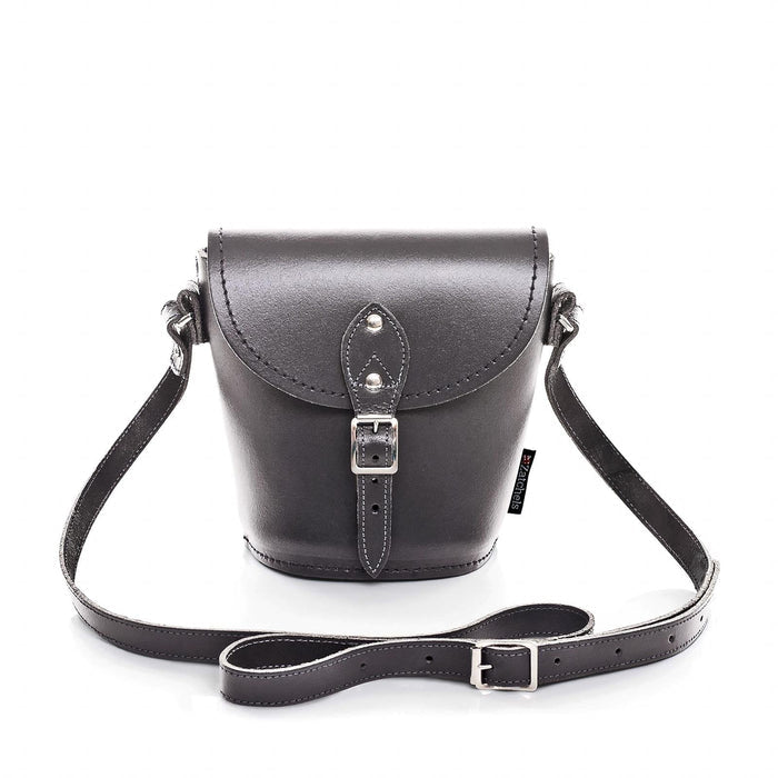 Handmade Leather Barrel Bag - Graphite - Bascora